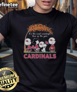 Official Snoopy The Peanuts Arizona Cardinals T-Shirt, 'It's The Most Wonderful Time Of The Year' design for fans.