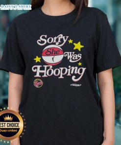 Official Sorry She Was Hooping Indiana Fever 2025 WNBA Playoffs Ladies Tee showcasing team pride and stylish design.