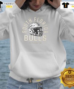Alt Text: Official South Florida Bulls football green and gold hoodie showcasing team spirit and stylish design for fans.