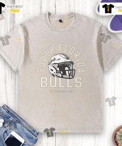 Alt Text: Official South Florida Bulls football green and gold washed t-shirt, featuring team logo and vibrant colors for fans.