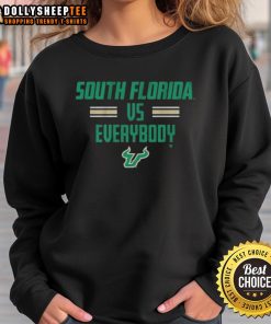 Alt Text: Official South Florida Bulls USF sweatshirt featuring 'South Florida vs. Everybody' slogan, perfect for fans.