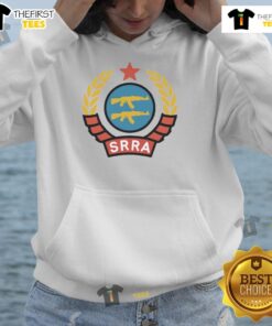 Official SRRA Socialist Reditor Rifle Association Logo hoodie featuring bold graphics and vibrant colors, ideal for fans.