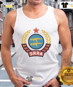 Official SRRA Socialist Redditor Rifle Association logo on a stylish tank top, perfect for casual wear and activism.