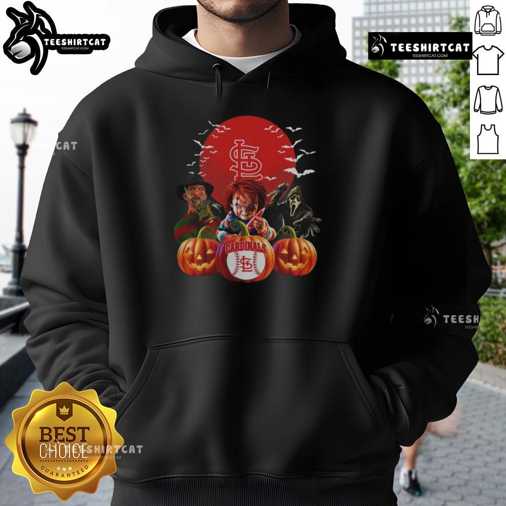 Official St. Louis Cardinals Mlb Horror Movie Halloween Hoodie St. Louis Cardinals MLB Halloween hoodie featuring horror movie designs, perfect for fans celebrating spooky season.