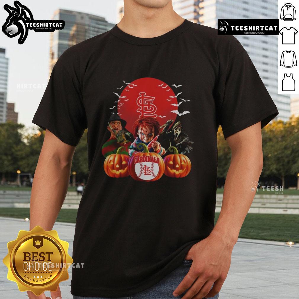 Official St. Louis Cardinals Mlb Horror Movie Halloween T Shirt Official St. Louis Cardinals MLB Horror Movie Halloween T-Shirt featuring spooky graphics for baseball fans this Halloween.