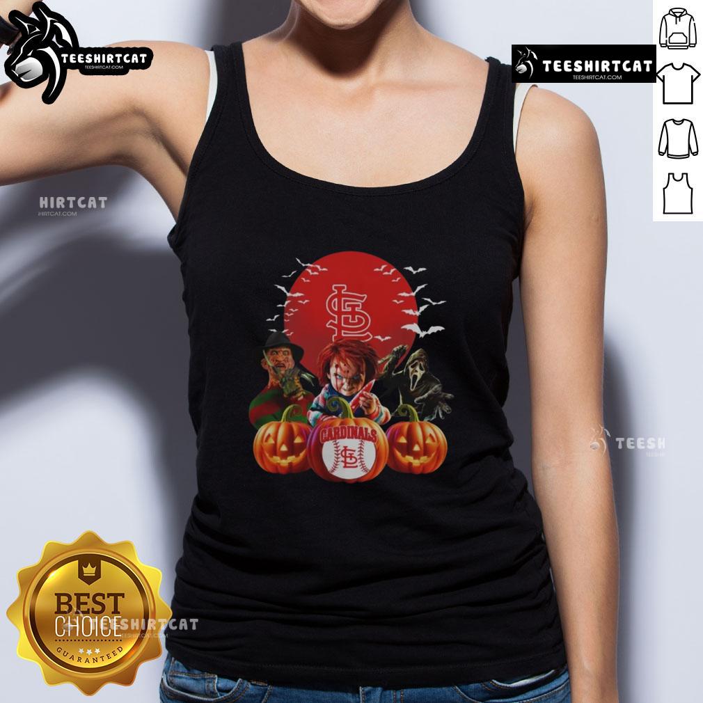 Official St. Louis Cardinals Mlb Horror Movie Halloween Tank Top Official St. Louis Cardinals MLB horror movie Halloween tank top design featuring spooky graphics and team logo.