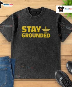 Official Stay Grounded Washed T-Shirt in soft cotton, featuring a relaxed fit and vintage-inspired design for casual style.