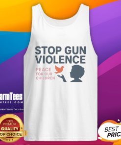 Official Stop Gun Violence Peace For Our Children tank top featuring a bold design promoting safety and peace for kids.