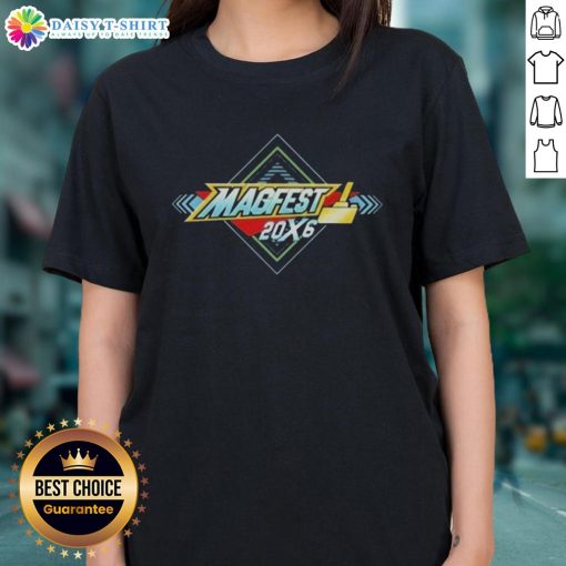 Alt Text: Official Super MAGFest 2026 logo on a stylish ladies' tee, perfect for gaming and pop culture enthusiasts.