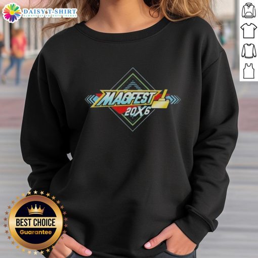 Alt Text: Official Super MAGFest 2026 logo sweatshirt featuring vibrant graphics and a cozy design for gamers and fans.