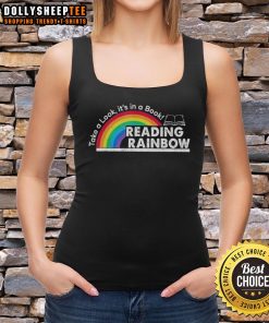 Retro reading tank top featuring 'Take A Look, It's In A Book' design, perfect for book lovers and literary enthusiasts.