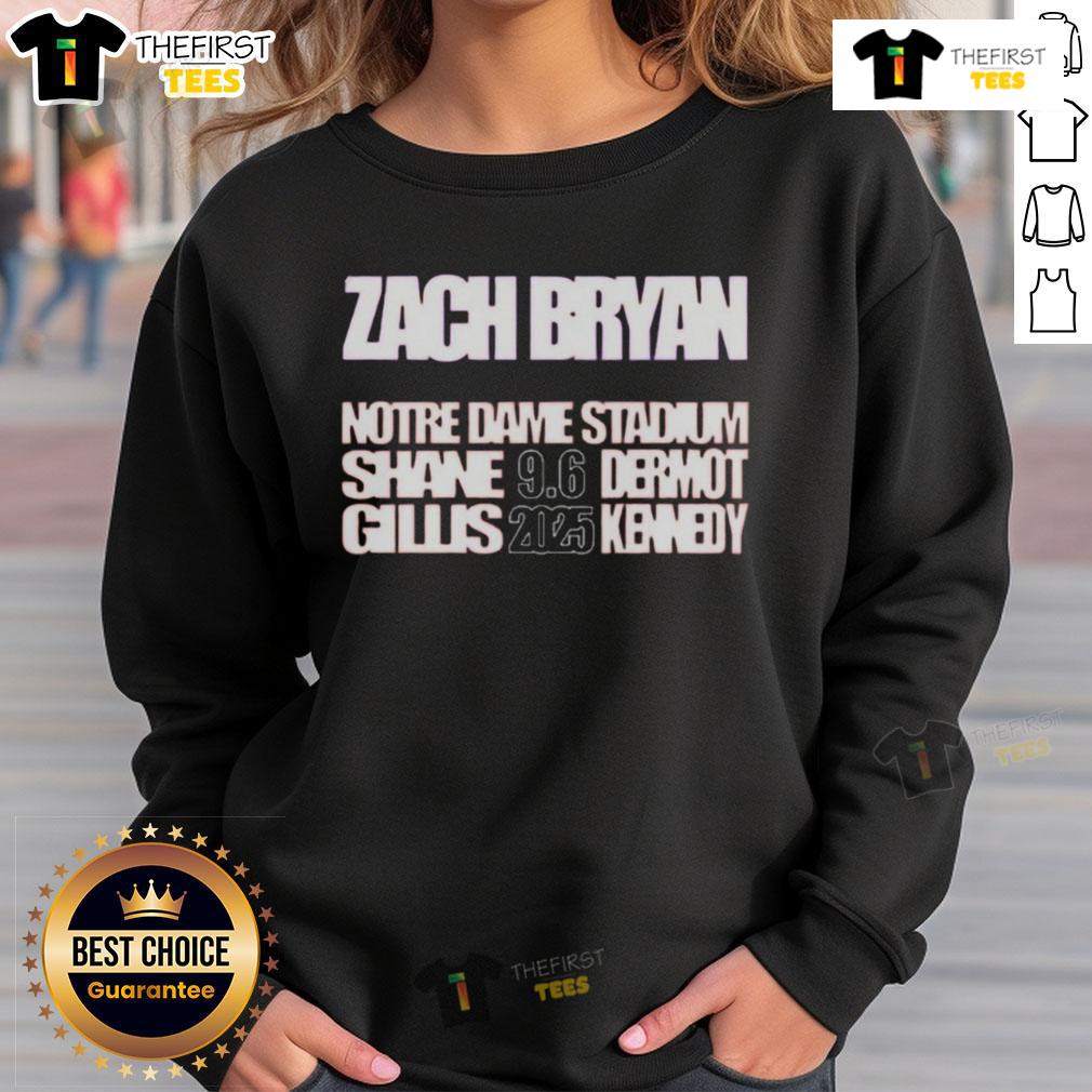 Official Tee Zach Bryan Live In Concert 2025 09 06 Notre Dame Events Sweatshirt Alt Text: Official Zach Bryan live in concert sweatshirt from the Notre Dame event on September 6, 2025.