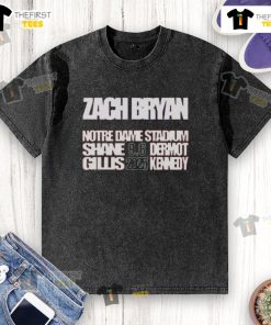Alt Text: Official Zach Bryan Live in Concert 2025 T-shirt featuring washed design from Notre Dame Events, perfect for fans.
