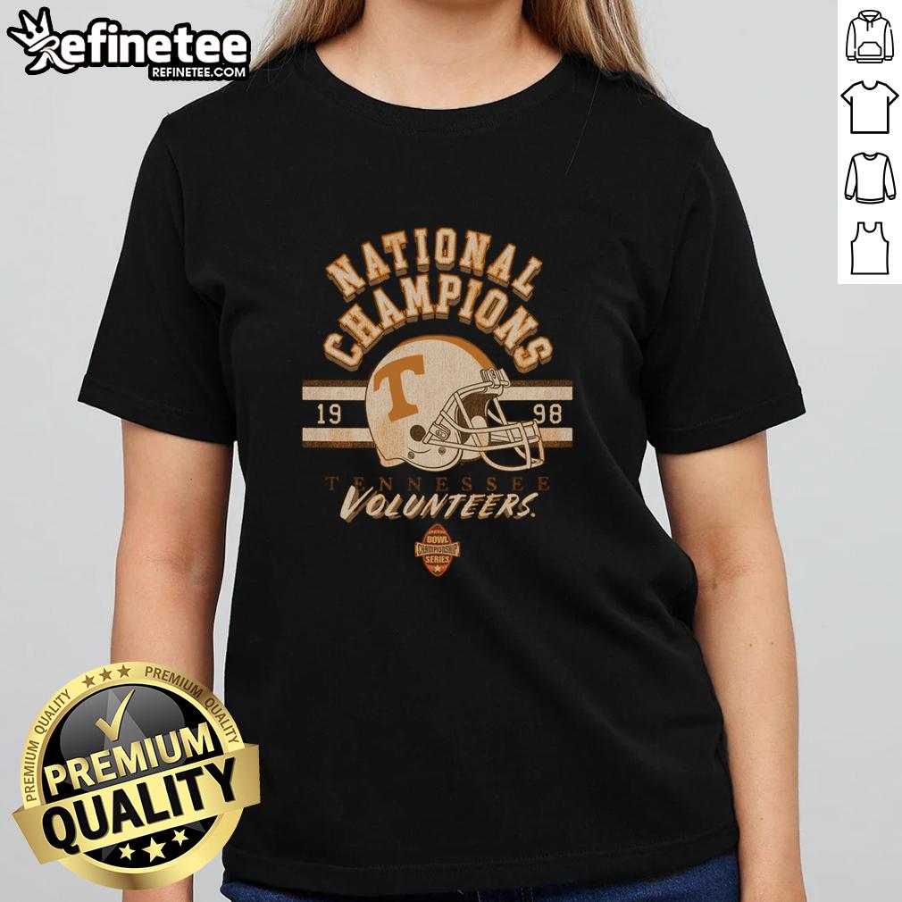 Official Tennessee Volunteers 1998 Bcs National Champions Ladies Tee Alt Text: Official Tennessee Volunteers 1998 BCS National Champions ladies tee featuring team colors and logo for fans.