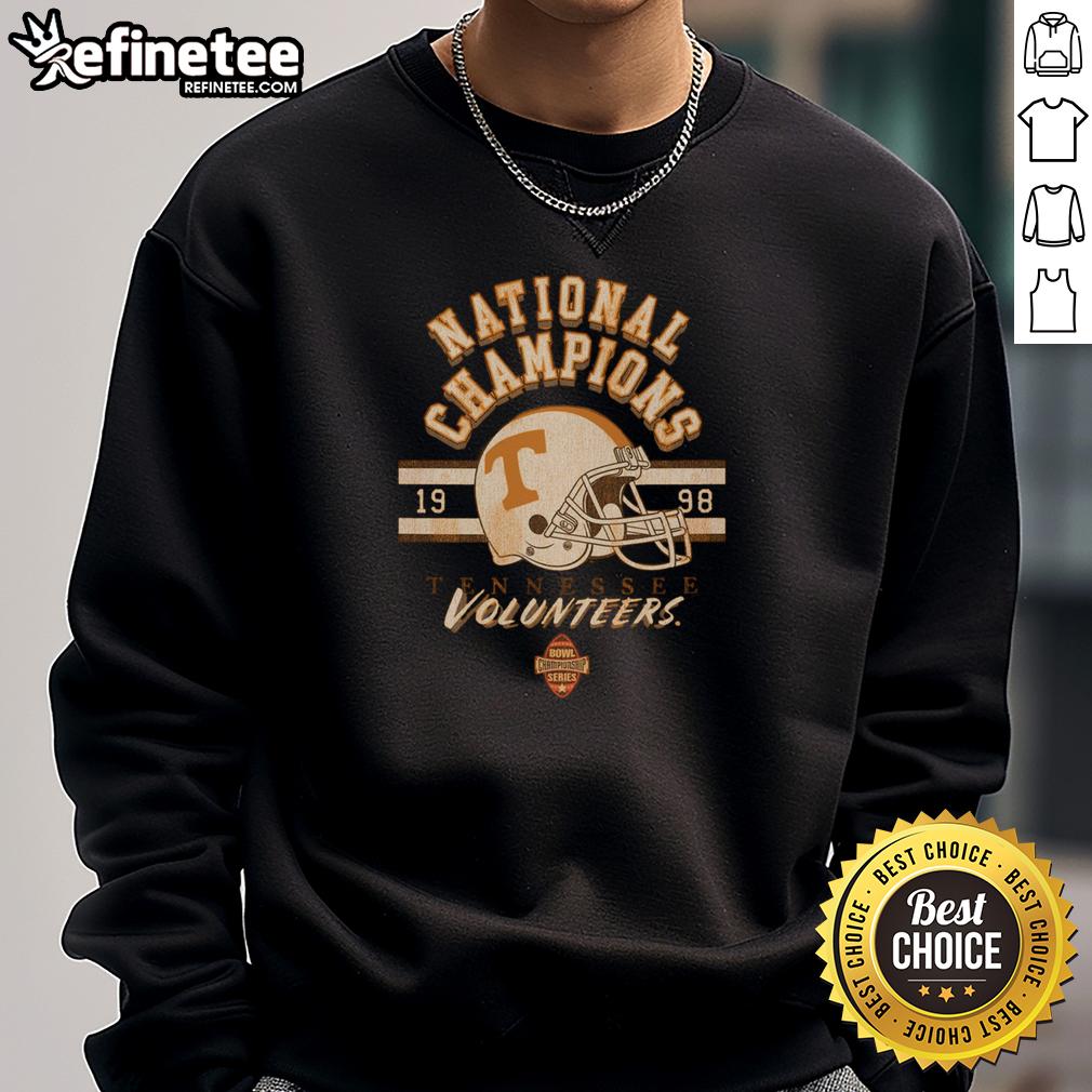 Official Tennessee Volunteers 1998 Bcs National Champions Sweatshirt Alt Text: Official Tennessee Volunteers 1998 BCS National Champions sweatshirt showcasing team pride and championship history.