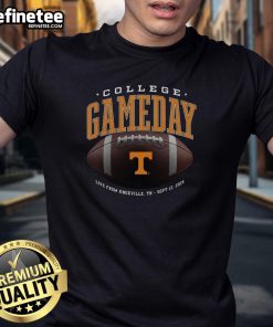 Official Tennessee Volunteers College Gameday T-Shirt from Knoxville, TN, featuring vibrant team colors and logo, Sept 13, 2025.