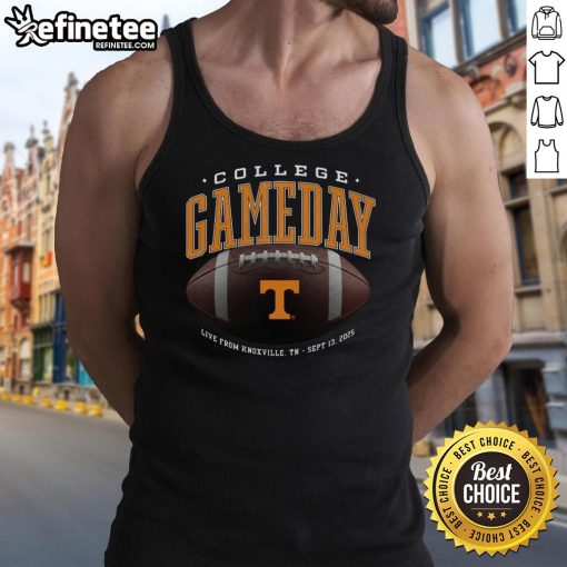 Alt Text: Official Tennessee Volunteers college gameday tank top, live from Knoxville, TN, September 13, 2025.