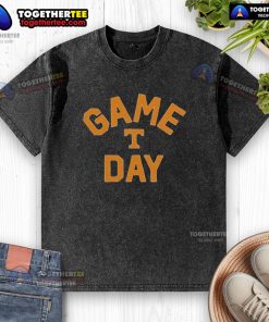 Official Tennessee Volunteers Game Day logo on a college washed t-shirt, showcasing vibrant team colors and design.