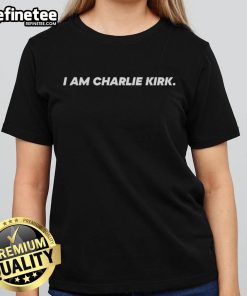 Official Charlie Kirk Show Ladies Tee featuring 'I Am Charlie Kirk' design for fans of conservative commentary.