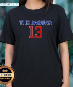 Official The Jaguar 13 Ladies Tee in vibrant colors, showcasing stylish design and comfortable fit for female fans.