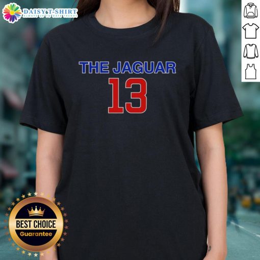 Official The Jaguar 13 Ladies Tee in vibrant colors, showcasing stylish design and comfortable fit for female fans.