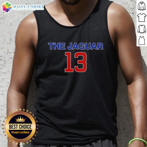 Alt Text: Official The Jaguar 13 Tank Top featuring a bold design and comfortable fit, perfect for casual summer wear.