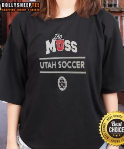 Official Utah Women's Soccer Ladies Tee featuring team logo and vibrant colors, perfect for fans and supporters.