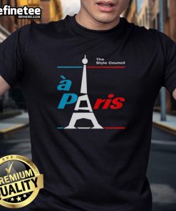 Alt Text: Official The Style Council Paris T-Shirt featuring iconic design, perfect for fans of the band and stylish casual wear.