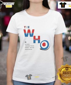 Alt Text: Official The Who Fall Tour 2025 Wantagh NY ladies tee featuring vibrant design and tour details. Perfect for fans!