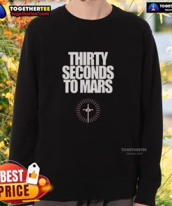 Official Thirty Seconds to Mars Summer Tour 2025 sweatshirt featuring bold logo and vibrant design for fans.