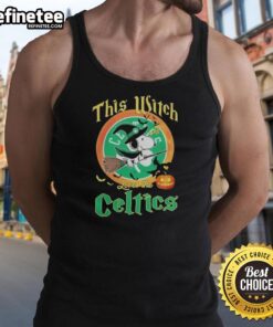 Official This Witch Loves The Boston Celtics Snoopy Halloween Tank Top featuring a festive design with vibrant colors.