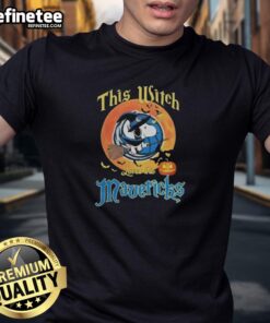 Alt Text: Official This Witch Loves The Dallas Mavericks Snoopy Halloween T-Shirt featuring a whimsical design perfect for fans.
