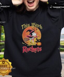 Official Snoopy Halloween sweatshirt for fans who love the Houston Rockets, featuring a playful witch design.