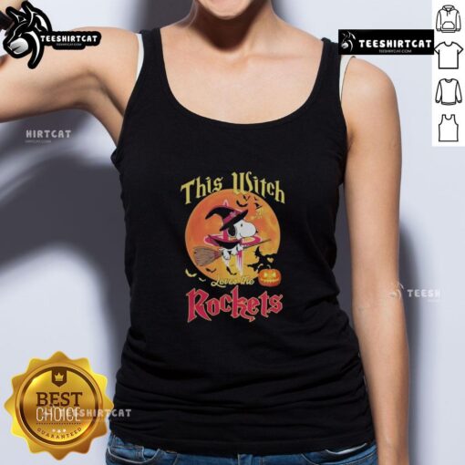 Official This Witch Loves The Houston Rockets Snoopy Halloween Tank Top featuring a festive design with Snoopy and Rockets logo.