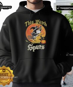 Alt Text: Snoopy Halloween hoodie featuring 'This Witch Loves the San Antonio Spurs' design, perfect for fans and spooky season.