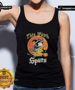 Official This Witch Loves The San Antonio Spurs Snoopy Halloween Tank Top featuring a cute design with Snoopy in a witch hat.