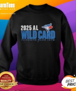 Official Toronto Blue Jays 2025 MLB Playoffs American League Wild Card sweatshirt, featuring team logo and colors.