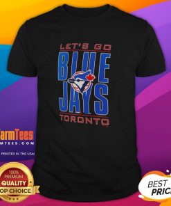Official Toronto Blue Jays Let's Go logo T-shirt featuring vibrant team colors and iconic branding for fans.