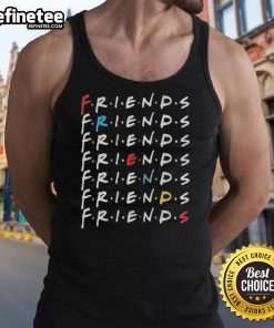 Alt Text: Official Travis Kelce wearing a Friends TV series tank top, showcasing his unique style and fandom.
