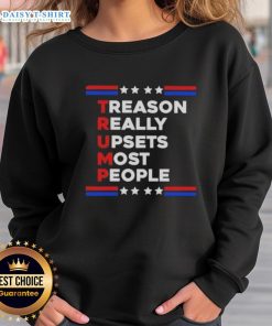 Alt Text: Official Trump Treason sweatshirt design, showcasing bold text that expresses discontent, ideal for political apparel.