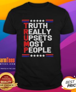 Official Truth Really Upsets Most People Trump Charlie Kirk T-Shirt featuring bold graphics and a patriotic design.