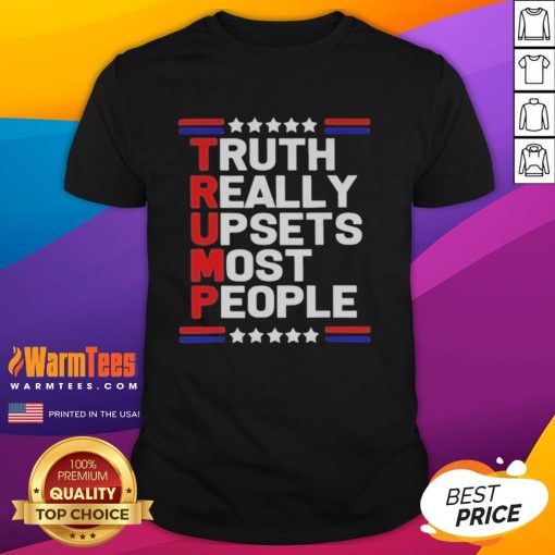 Official Truth Really Upsets Most People Trump Charlie Kirk T-Shirt featuring bold graphics and a patriotic design.
