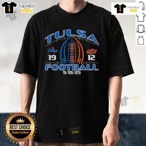 Official Tulsa Football Win Over Oklahoma State 2025 T-Shirt featuring team colors and celebratory graphics.