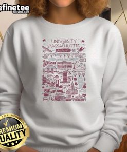 Official University of Massachusetts Amherst Est 1863 graphic sweatshirt in navy blue, showcasing school pride and style.