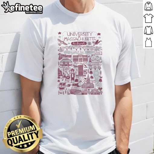 Official University of Massachusetts Amherst Est 1863 graphic T-shirt featuring a stylish design and school pride.