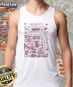Official University of Massachusetts Amherst Est 1863 graphic tank top showcasing school pride and style.