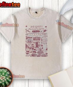 Official University of Massachusetts Amherst Est 1863 graphic washed t-shirt showcasing school pride and vintage style.