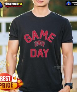 Alt Text: Official UNLV Rebels Game Day logo on a college T-shirt, perfect for fans showing school spirit at sports events.
