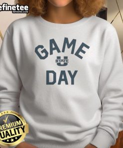 Official Utah State Aggies Game Day logo on a college sweatshirt, perfect for sports fans and team spirit wear.