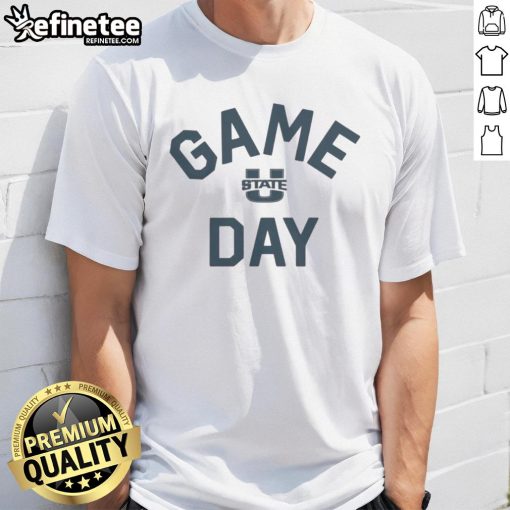 Official Utah State Aggies Game Day Logo College T-Shirt featuring bold team logo on a stylish blue fabric.
